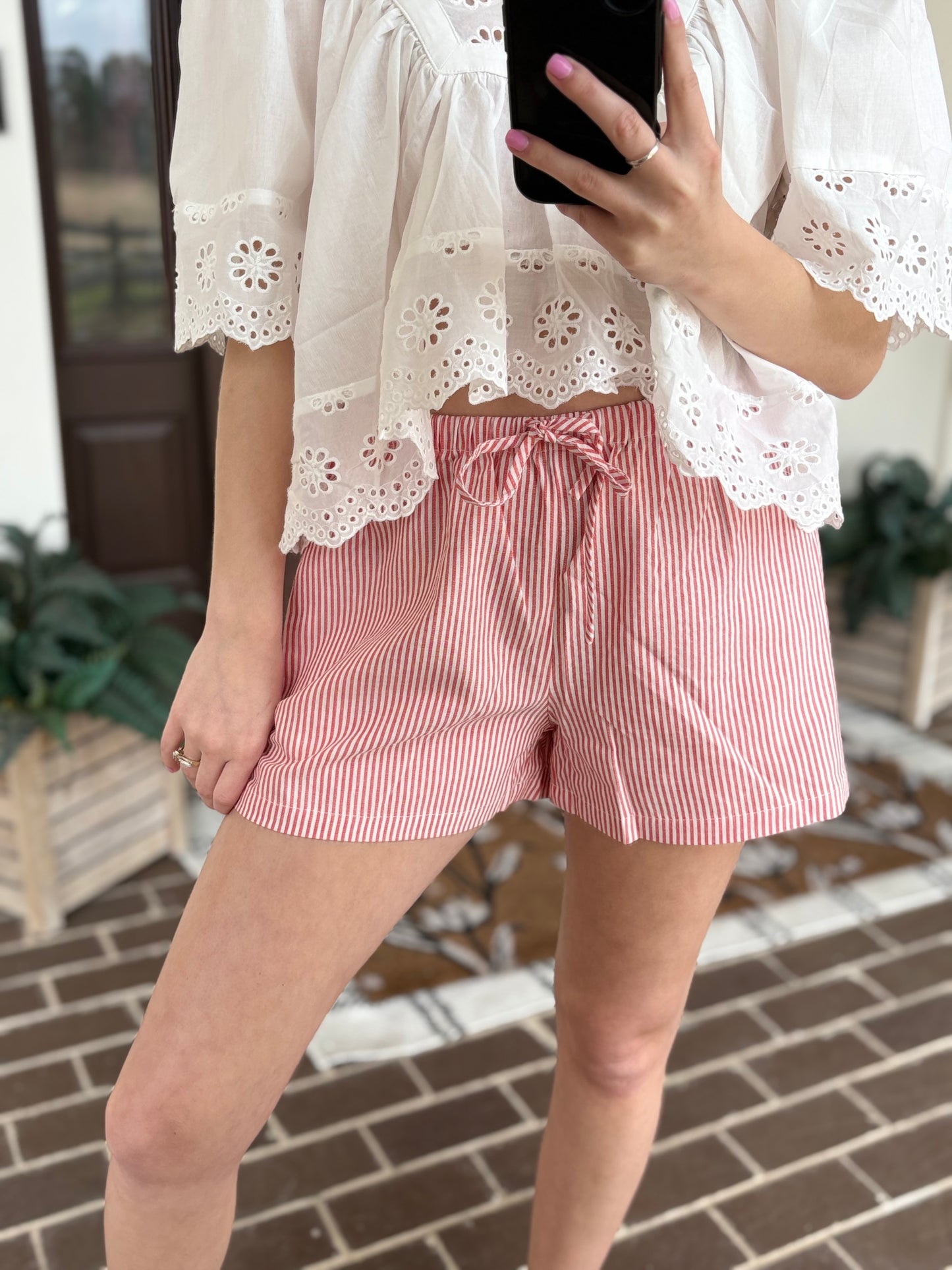Red Striped Shorts