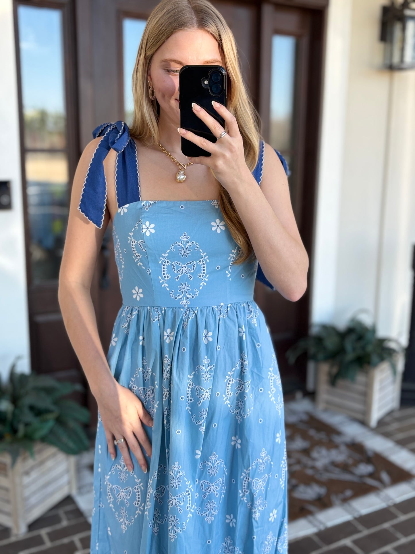 Blue Eyelet Midi