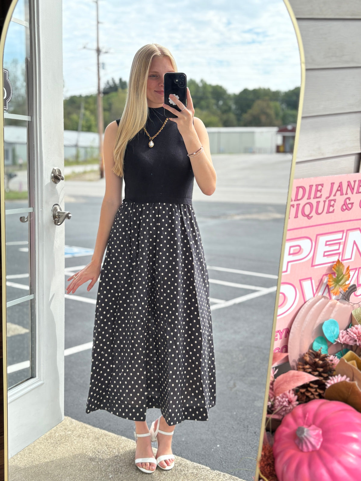 Delta Ruth Polka Dot Midi