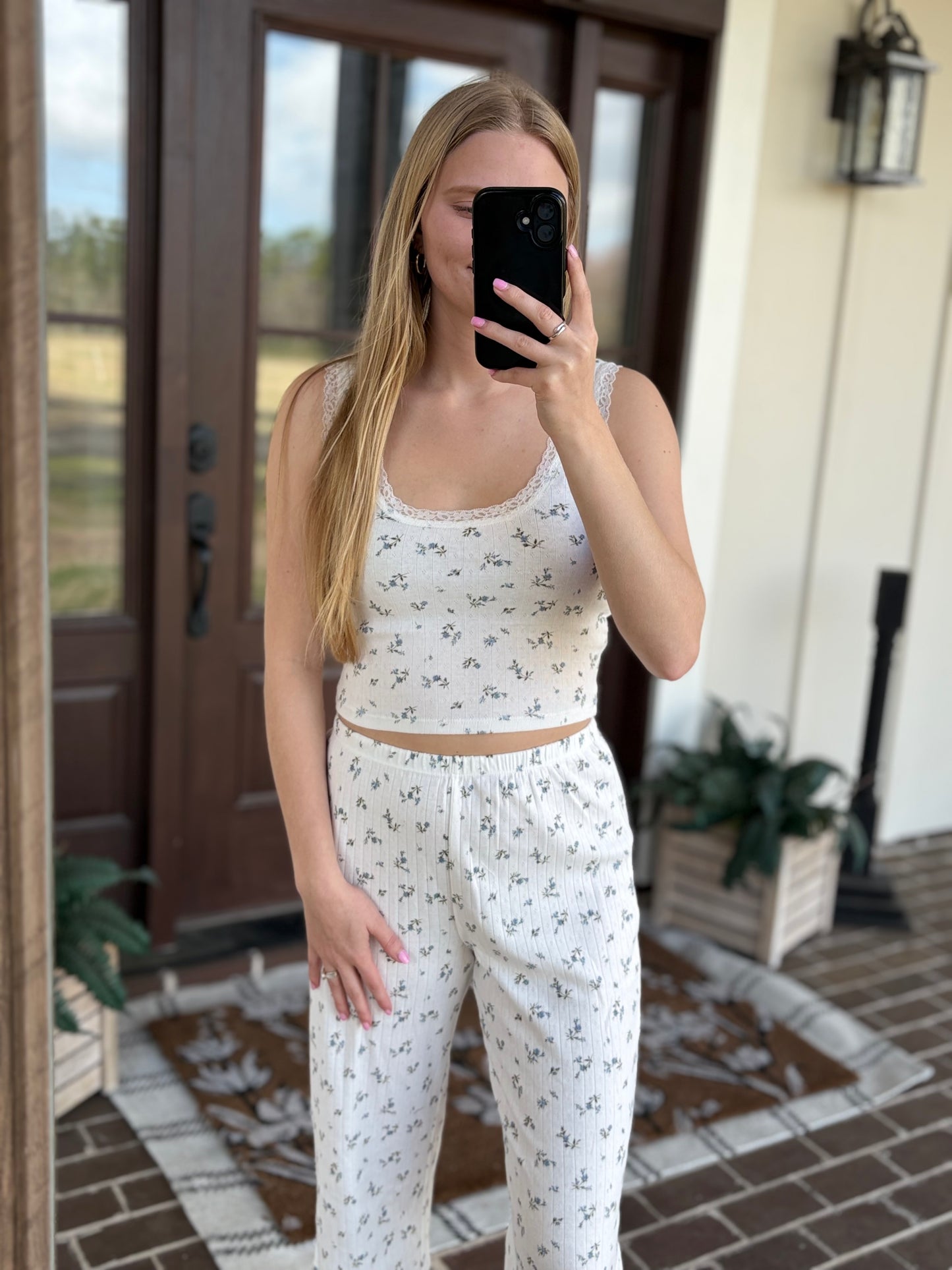 Floral Pointelle Knit Set