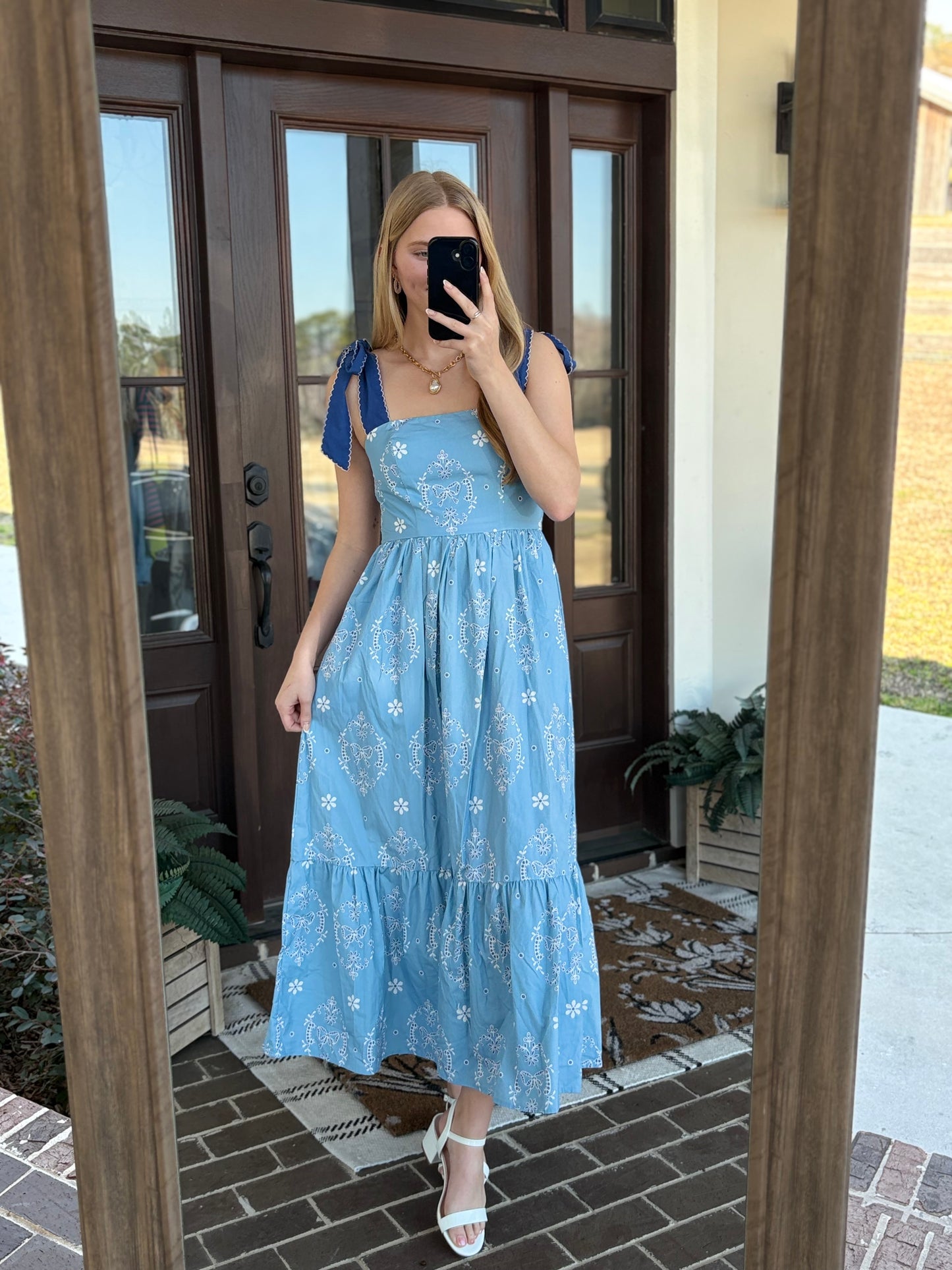 Blue Eyelet Midi