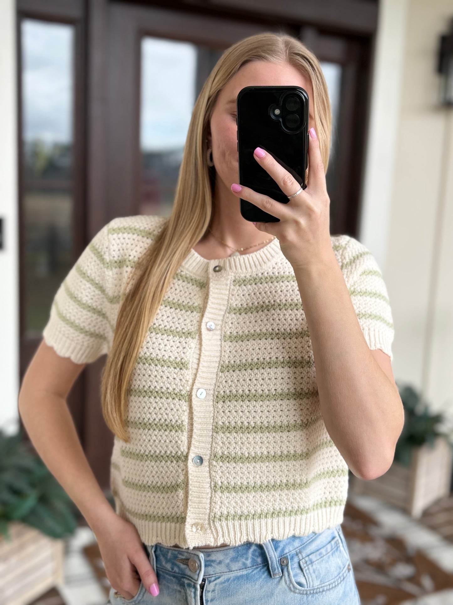 Sage Striped Sweater Top