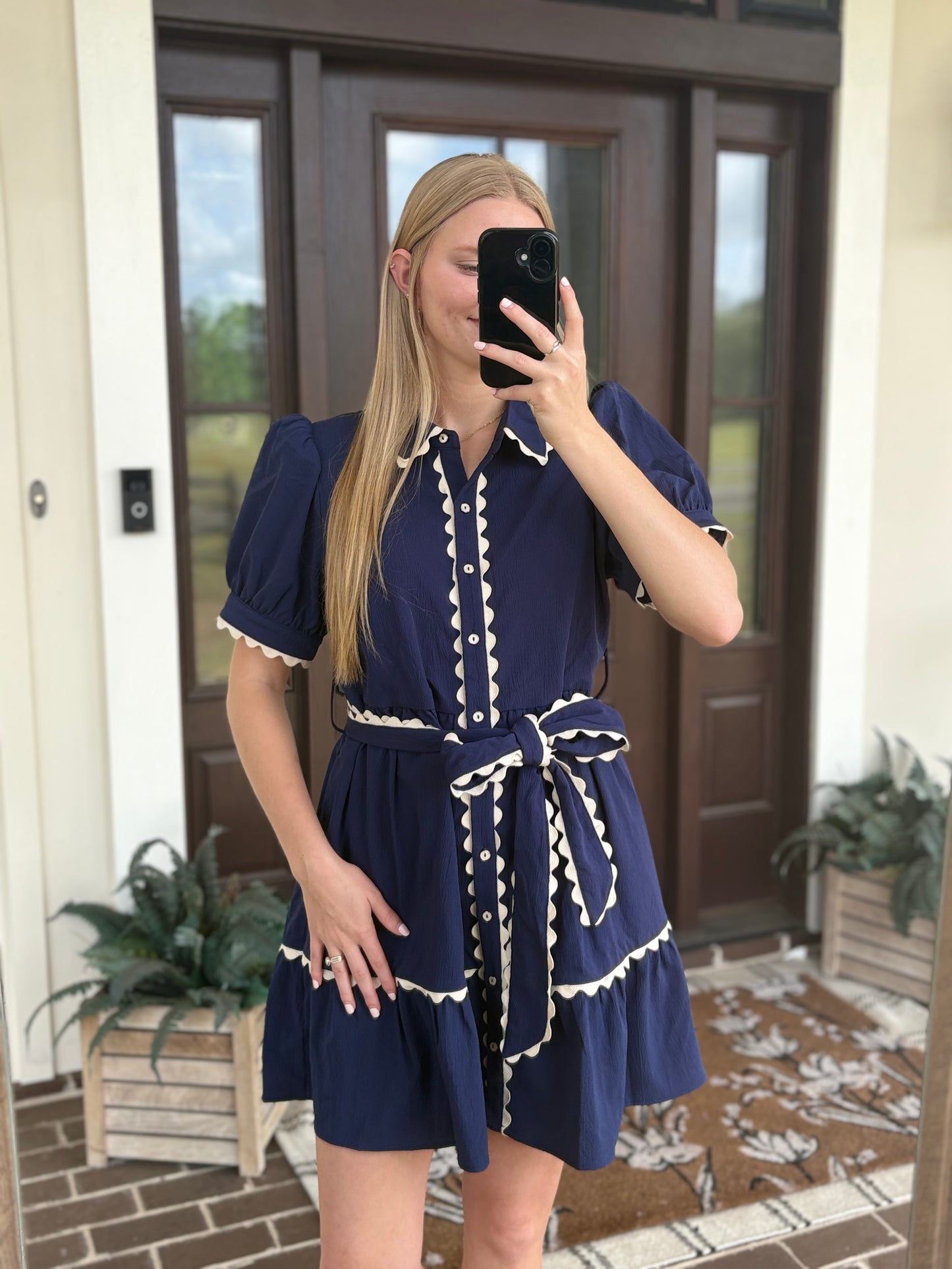 Navy Scalloped Mini