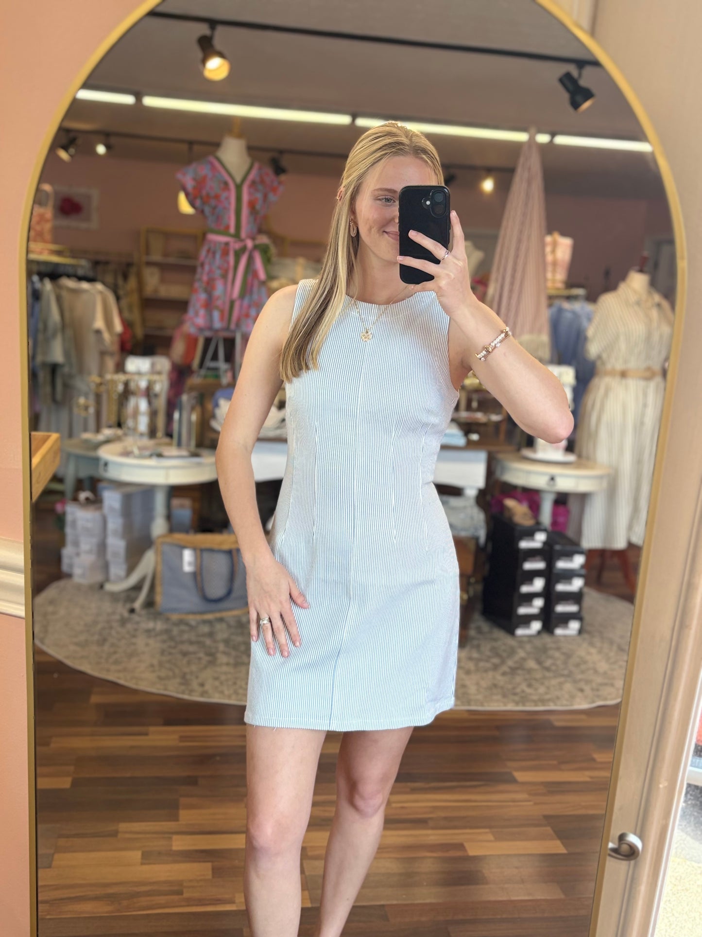 Stripe Pintuck Back Mini