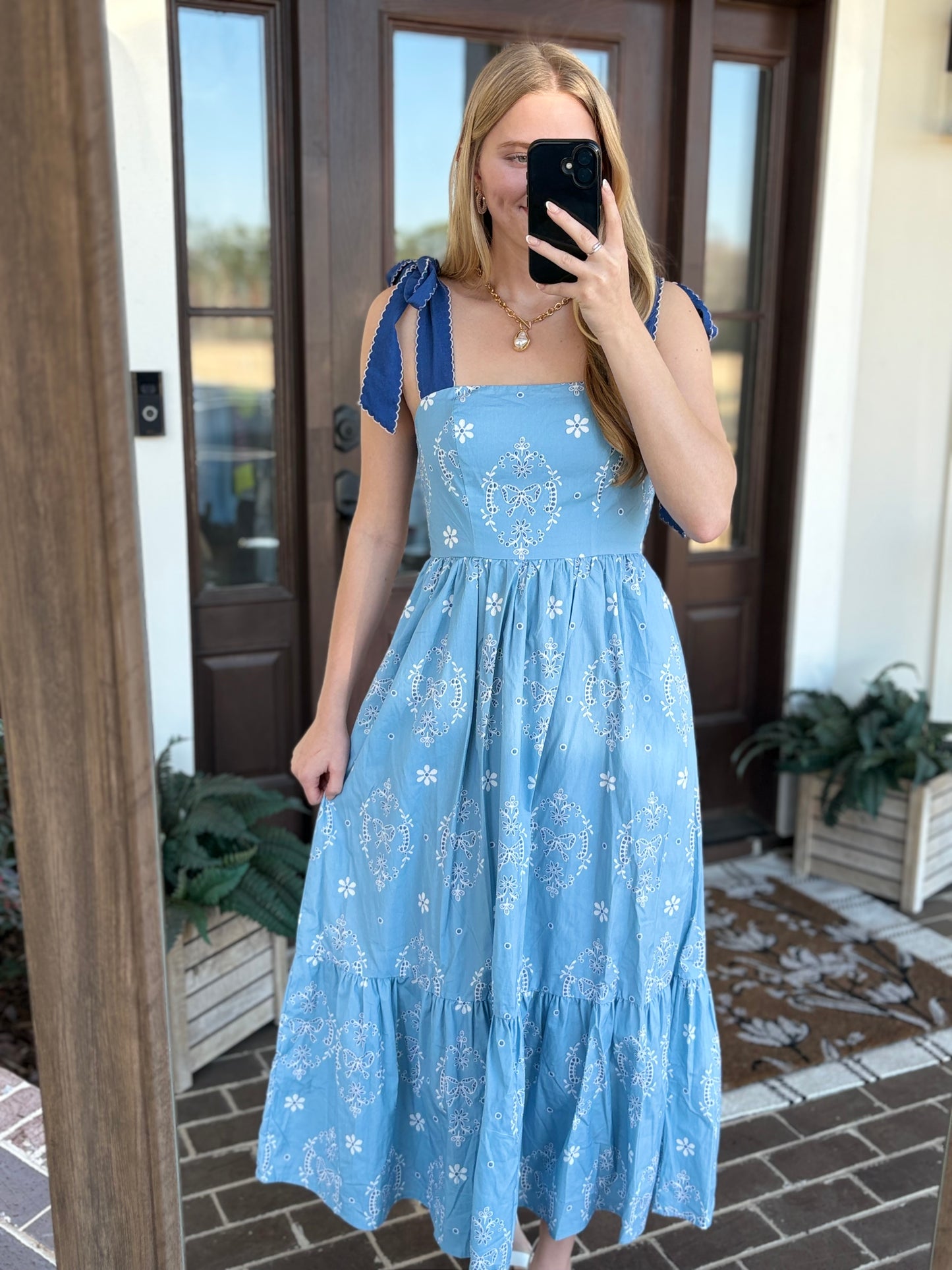 Blue Eyelet Midi