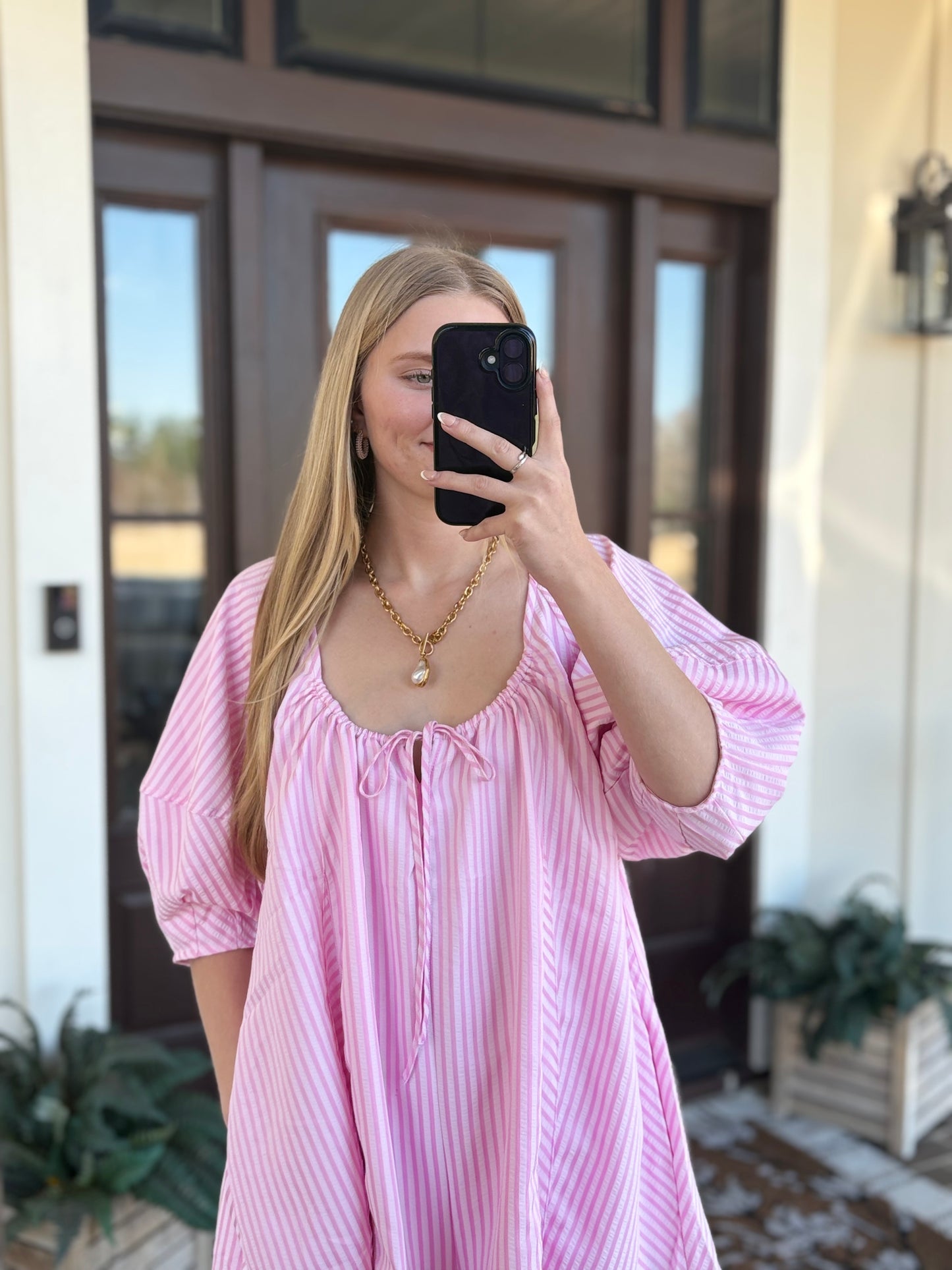 Pink Striped Tie Romper