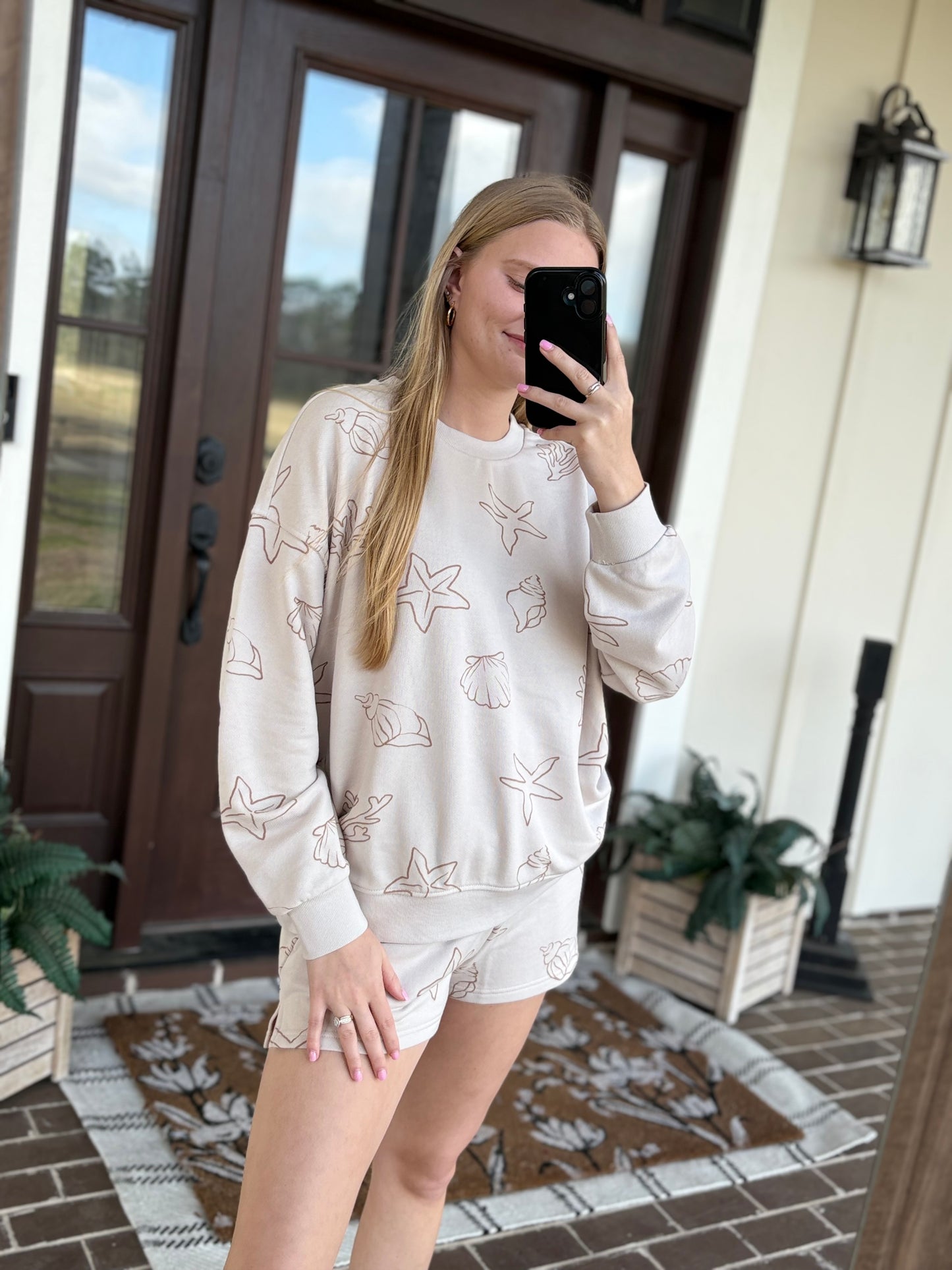 Sea Print Crew Neck Set