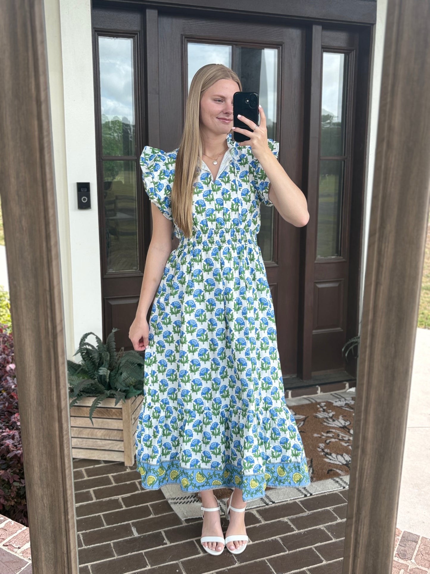 Spring Blue Floral Midi