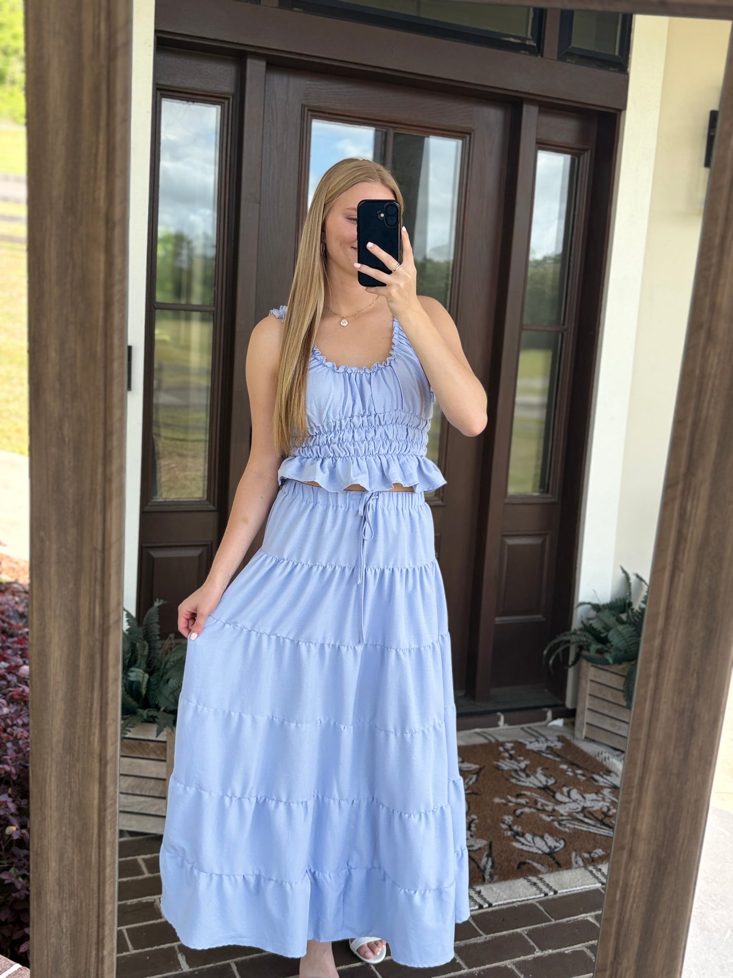 Baby Blue Maxi Skirt Set