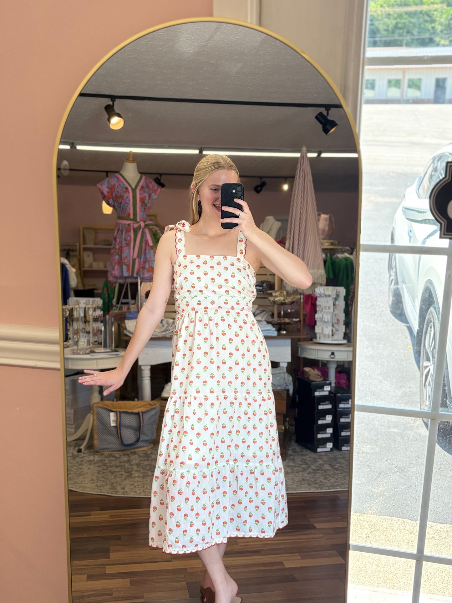 Cream Multi Floral Midi