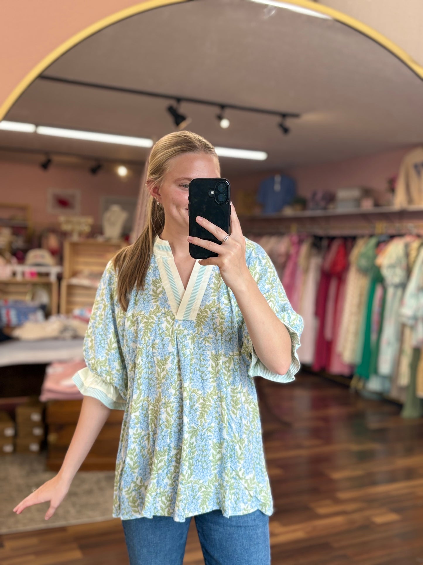 Sky Mix V-Neck Top
