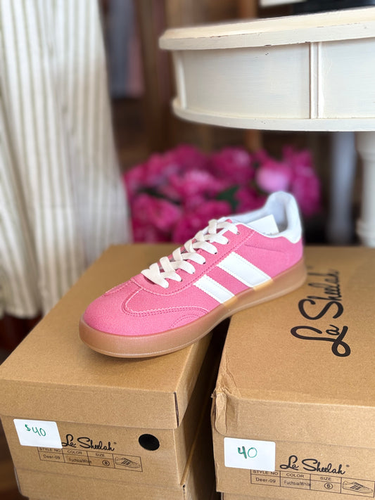 Fuchsia and White Sneakers