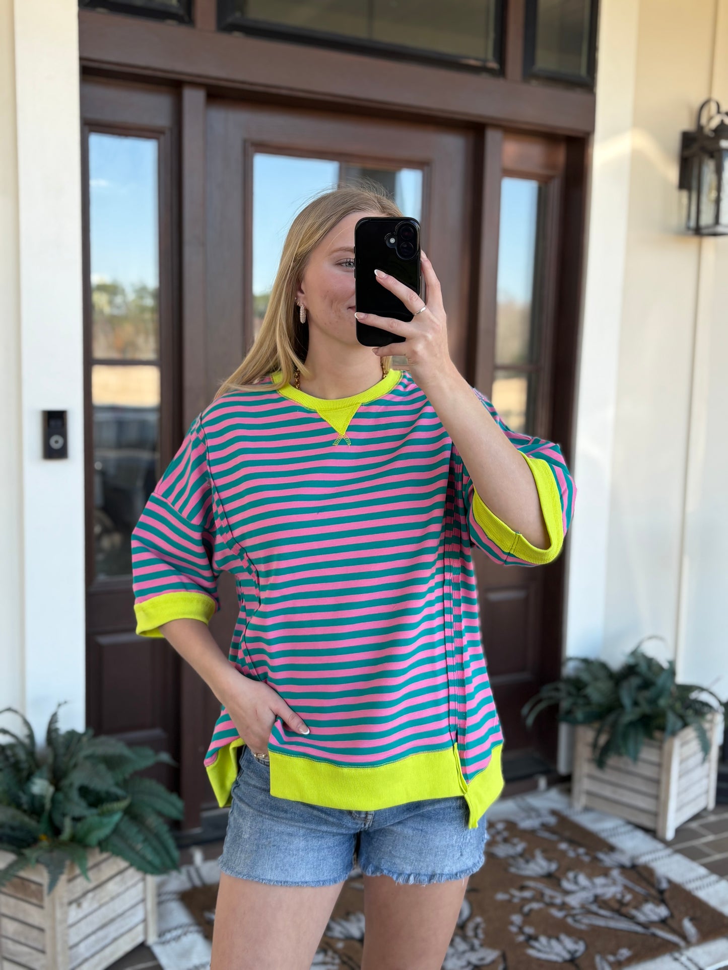 Sea Foam Stripe Top