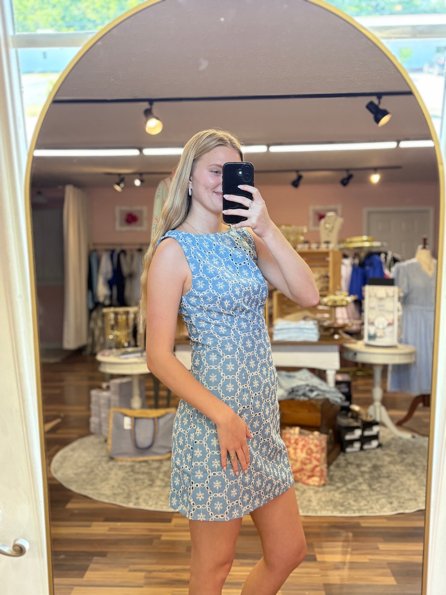 Light Denim Eyelet Mini