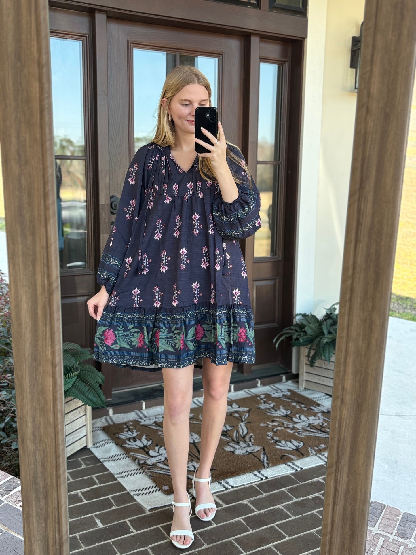 Navy Mix Long Sleeve Mini