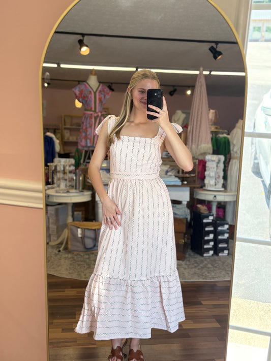 Pink Striped Floral Midi
