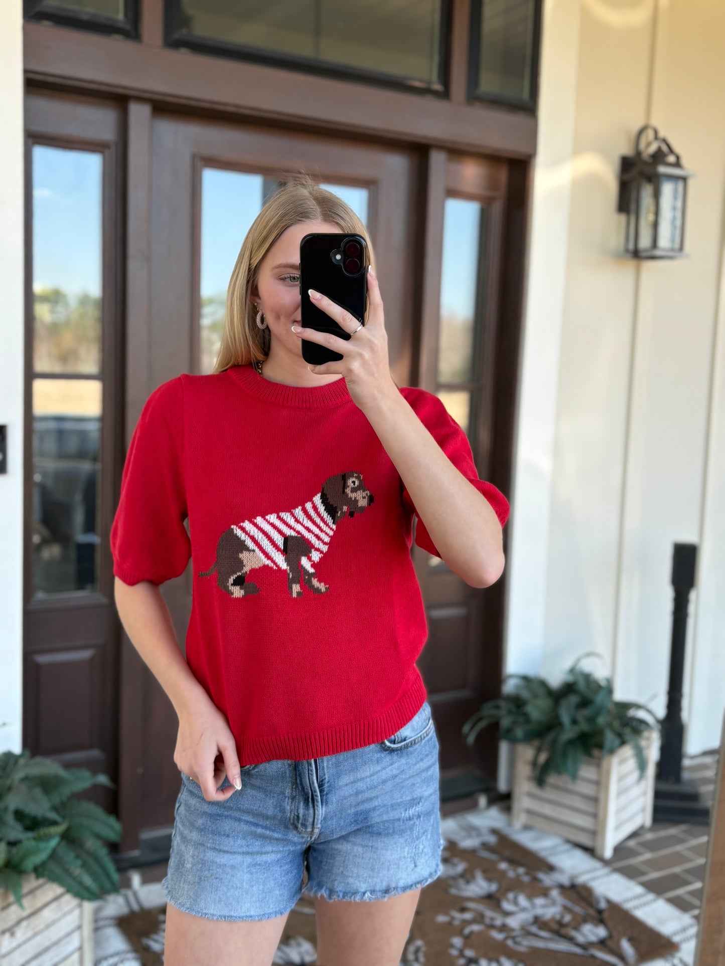 Dachshund Sweater Top, Red