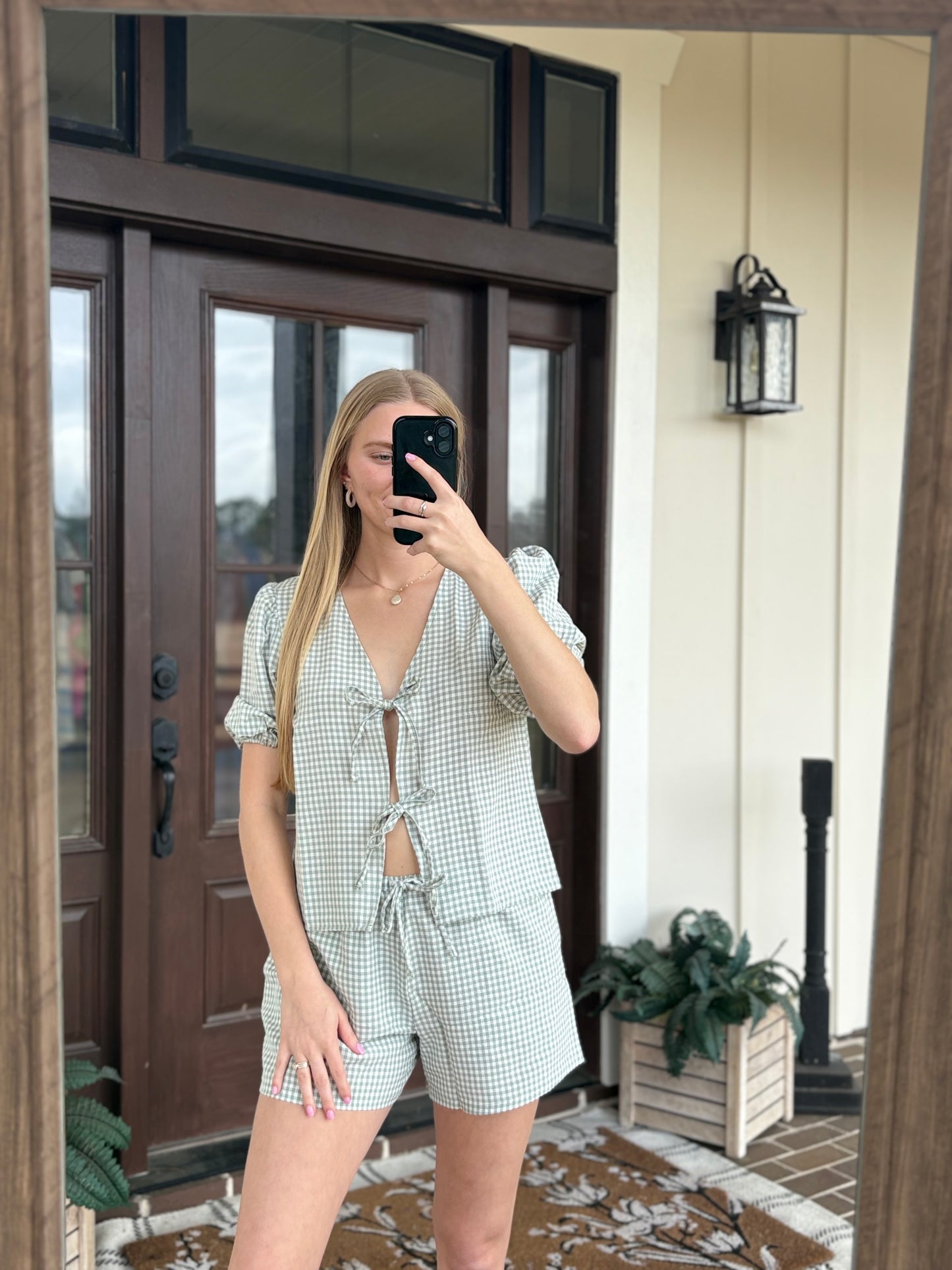 Sage Gingham Short Set