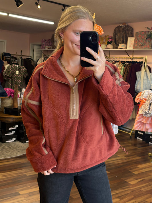 Brick Quarter Zip Shacket