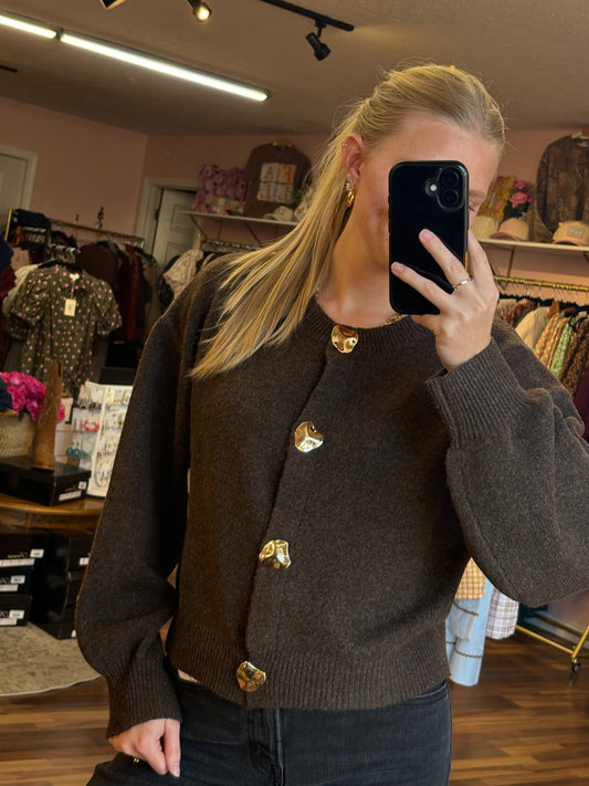 Brown Button Down Sweater Cardigan