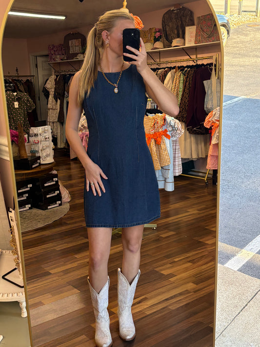 Denim Sleeveless Mini Dress