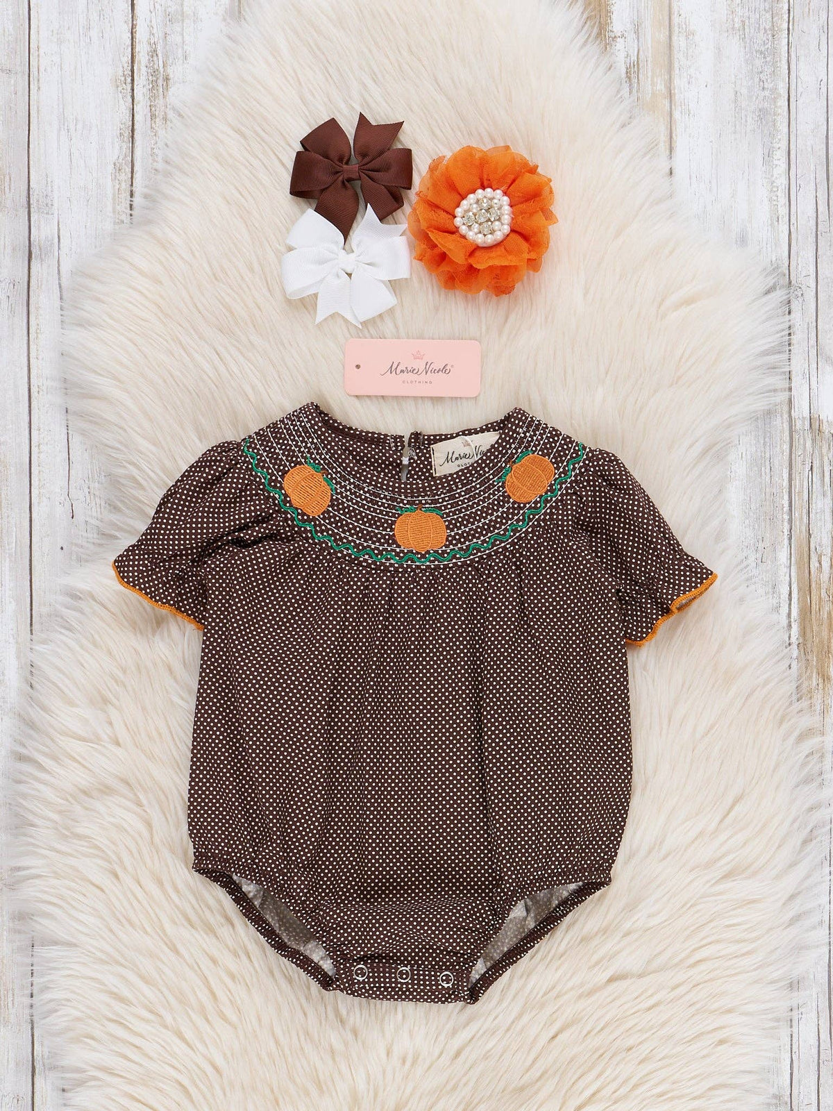 Brown Smocked Pumpkin Bubble