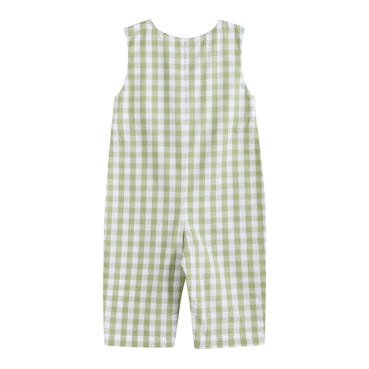 Sage Green Gingham Pumpkin Smocked Overalls
